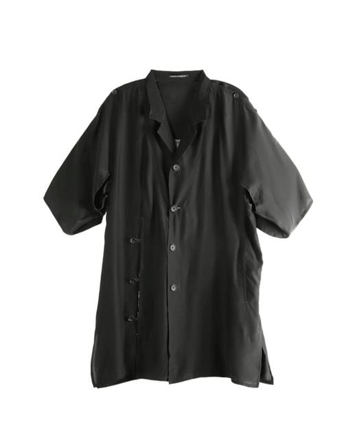 Yohji Yamamoto Black Graphic-Print Silk Shirt for men