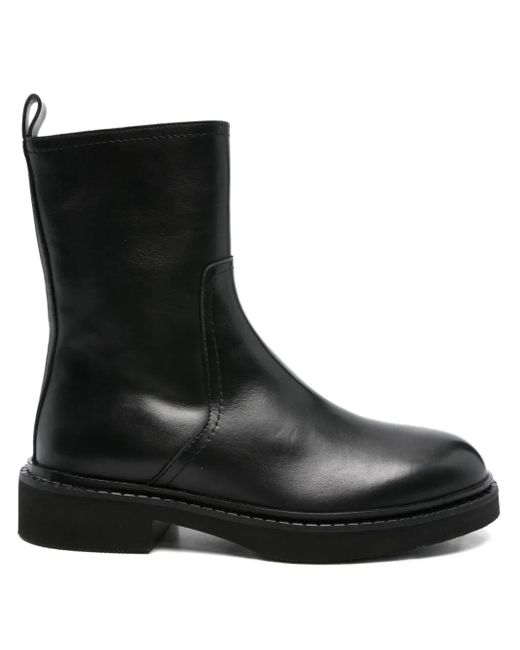 Bottines En Cuir À Fermeture Zippée Evaluna en coloris Black
