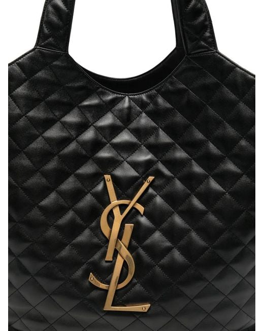 Saint Laurent Black Icare Quilted Leather Shoulder Bag