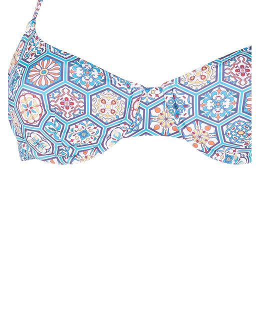 Solid & Striped Blue Ginger Geometric Bikini Top