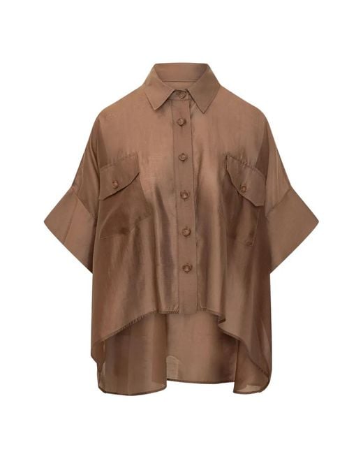 LE SULLY STUDIO Brown Oversized Pocket Shirt