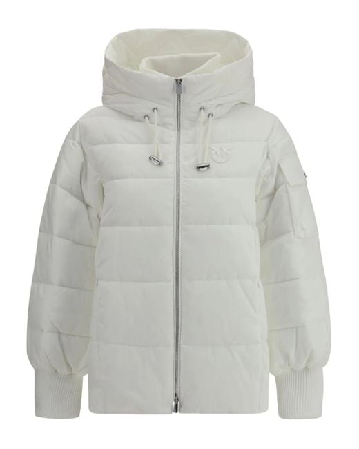 Pinko Gray Hooded Quilted Coat