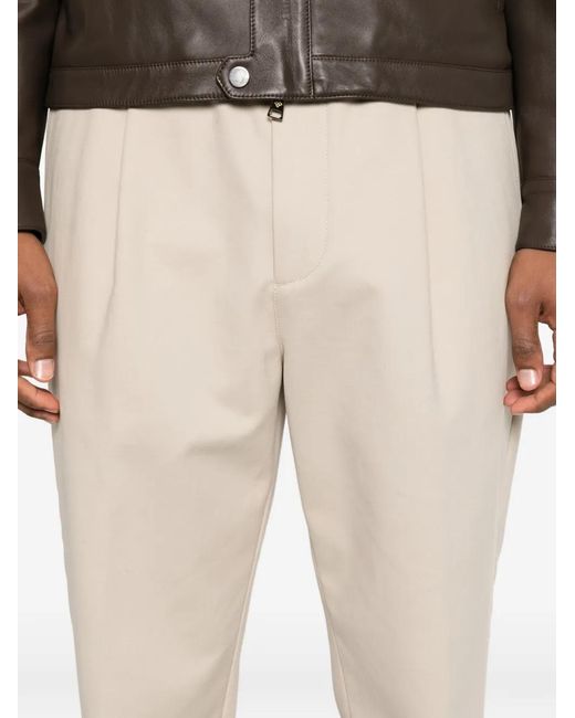 Eleventy Natural Pleated Elasticated-Waistband Trousers for men