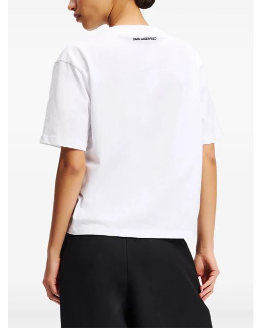 Karl Lagerfeld White Signature V-Neck T-Shirt