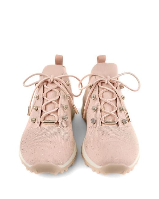 Jimmy Choo Pink Veles Knitted Glitter Sneakers