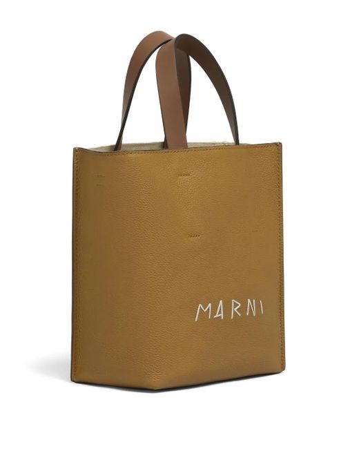Marni Natural Mini Embroidered Leather Tote