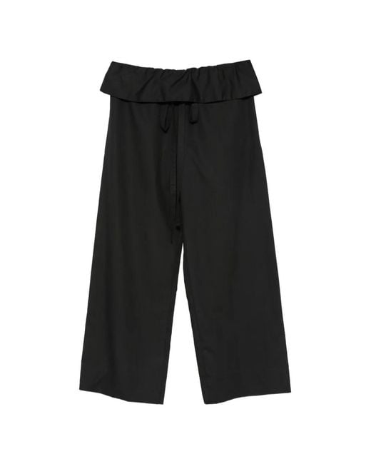 Enza Costa Black Peplum Drawstring Trousers