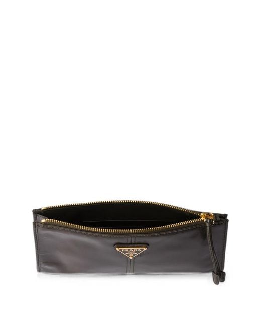 Prada Gray Leather Pouch