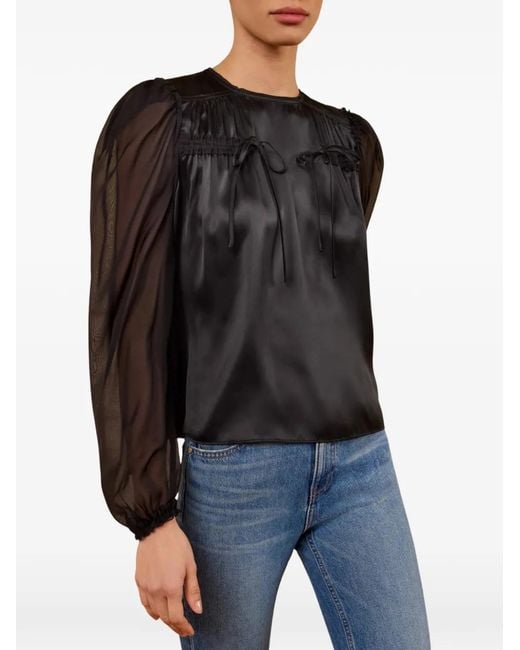 Ulla Johnson Black Odette Silk Blouse