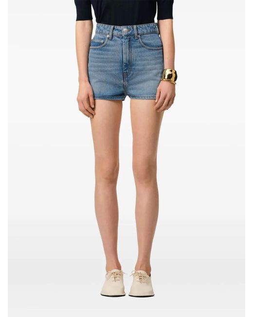 AMI Blue Denim Mini Shorts