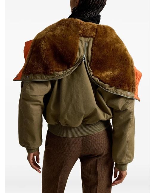 Polo Ralph Lauren Green Veste N2A À Col En Fourrure Artificielle