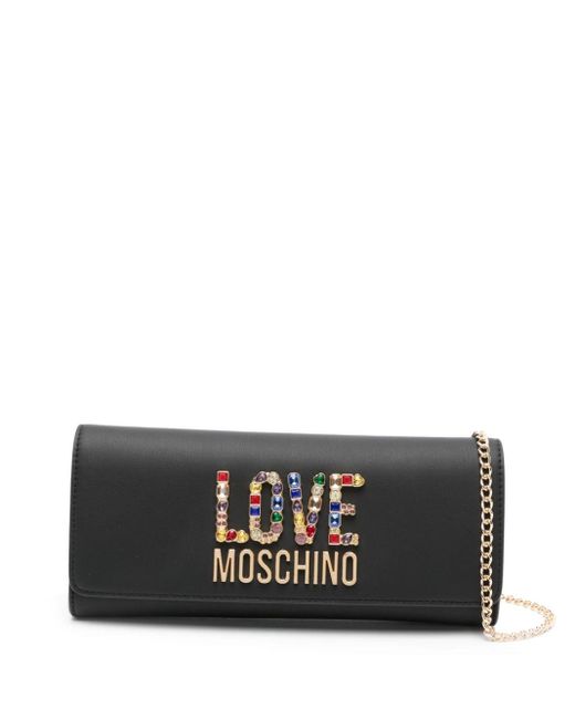 Love Moschino Black Logo-lettering Clutch Bag