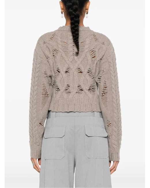 AISLING CAMPS Natural Cropped-Pullover Mit Zopfmuster