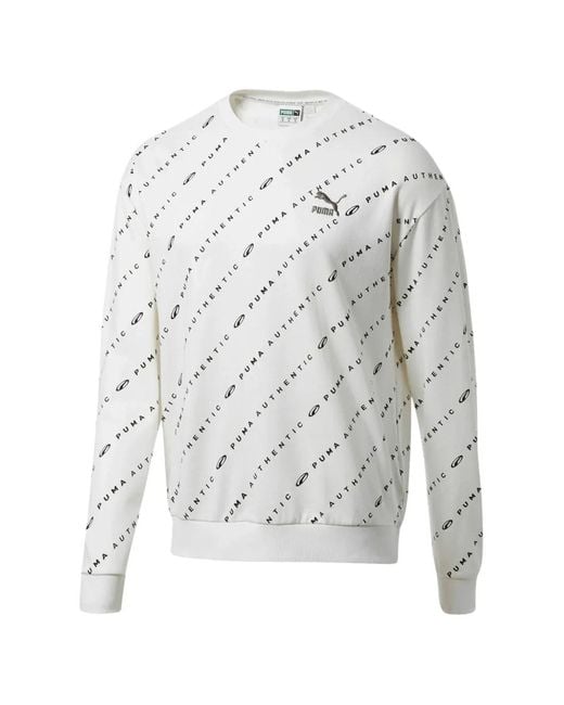 PUMA White Logo-Print Sweatshirt for men