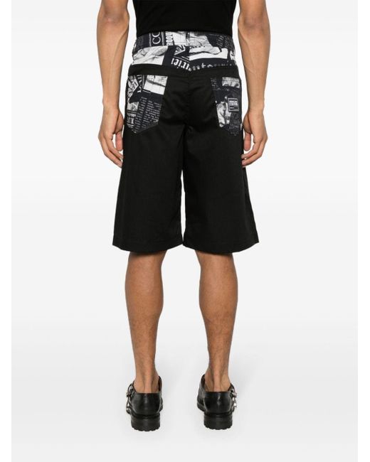Shorts con design patchwork di Versace in Black da Uomo
