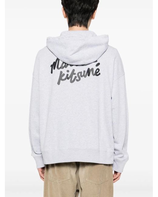 Maison Kitsuné White Logo-Print Hoodies for men