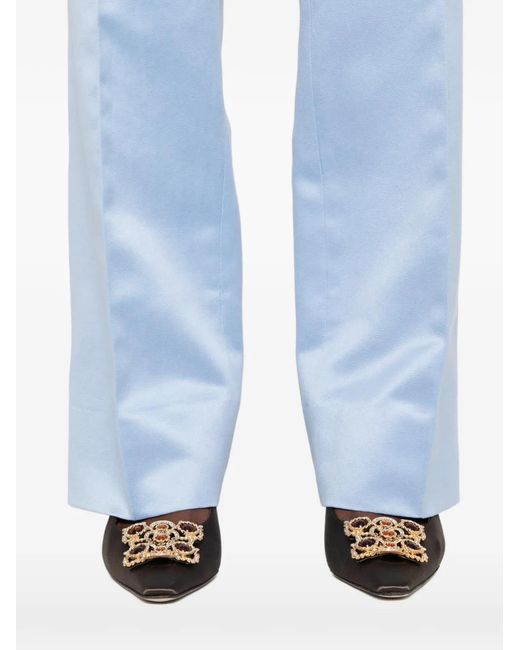 Tom Ford Blue Powder Duchess Satin Straight-Leg Trousers