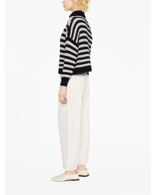 Brunello Cucinelli Black Stripe-Print Turtleneck Jumper