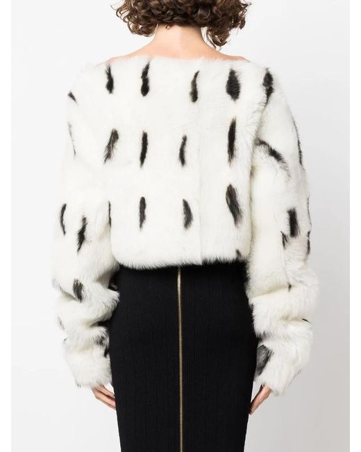 Balmain White Shearling Boat-Neck Top