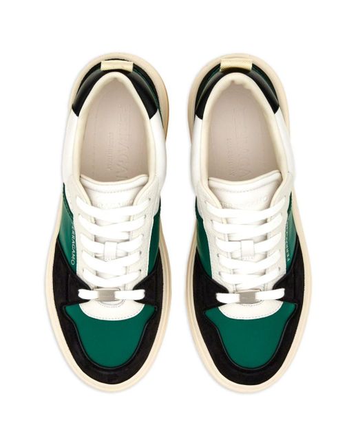 Ferragamo Green Dennis Panelled Sneakers for men