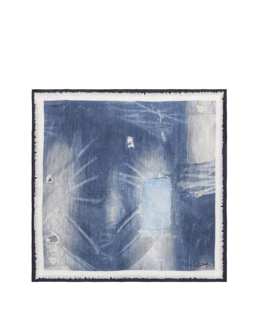 Roberto Cavalli Blue Seidenschal Im Patchwork-Look