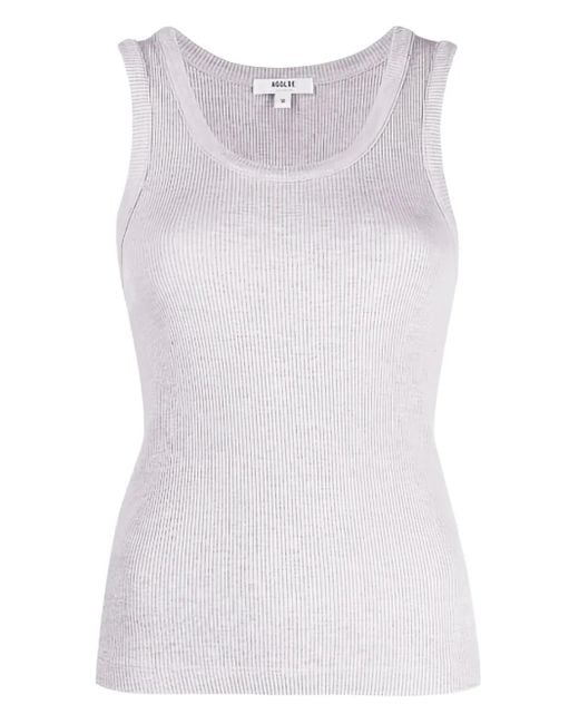 Agolde White Geripptes Tanktop