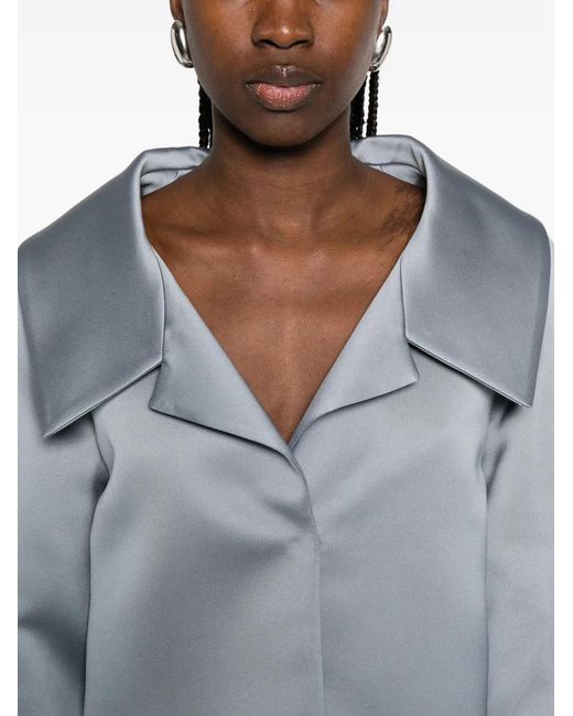 P.A.R.O.S.H. Blue Wide-Sleeve Cropped Jacket
