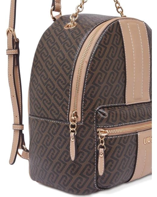 Liu Jo Natural Monogram-Pattern Backpack