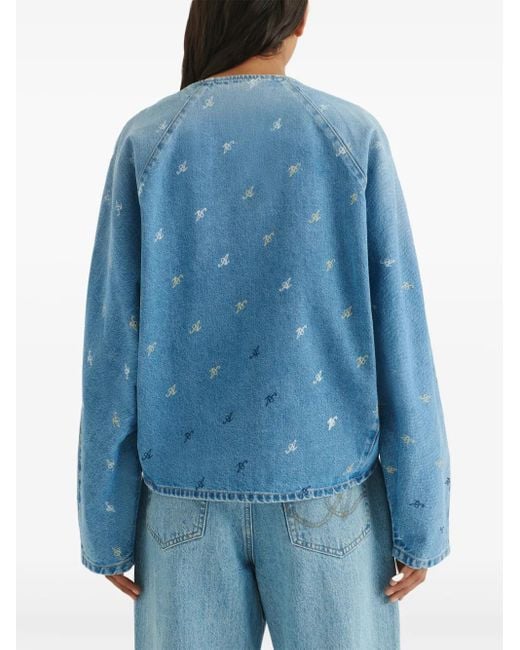 Axel Arigato Blue Daisy Script A Denim Top
