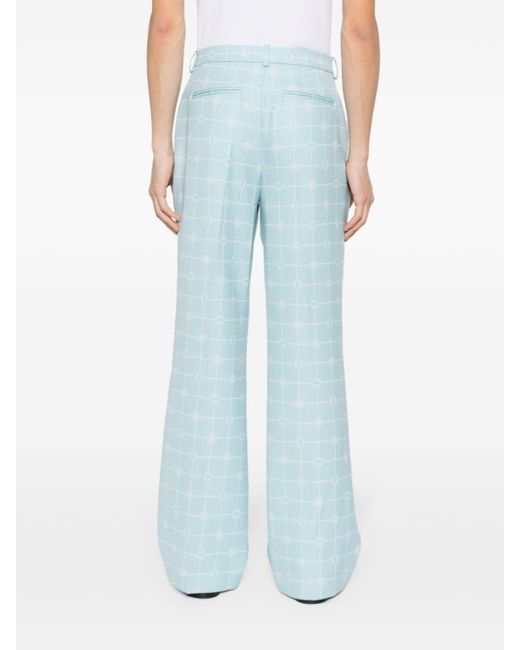 Casablancabrand Blue Logo-windowpane Straight Trousers for men