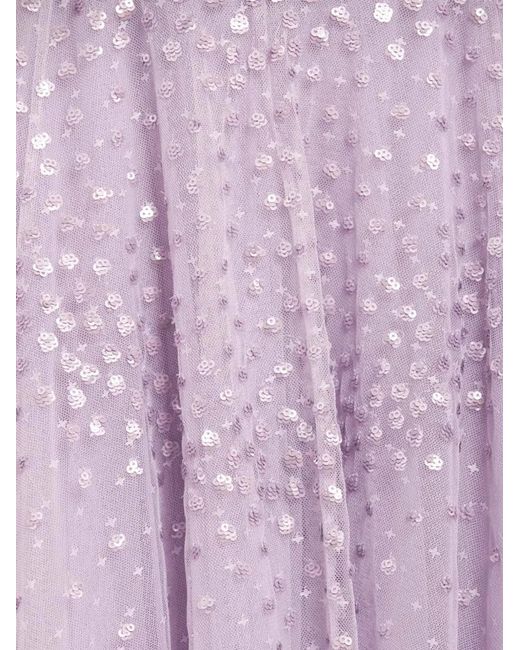 Needle & Thread Purple Scallop Sequin V-Neck Gown