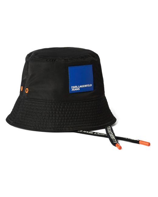 Sombrero de pescador con parche del logo Karl Lagerfeld de hombre de color Black