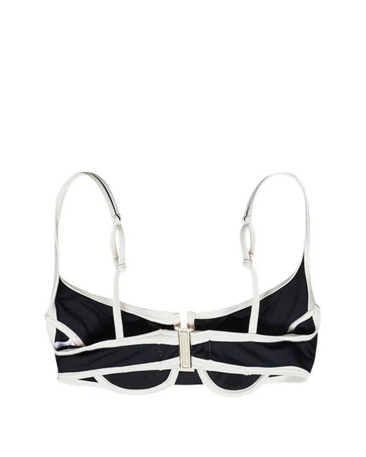 Mc2 Saint Barth White Contrasting-Trim Underwired Bikini Top