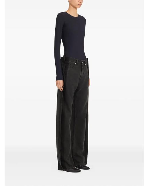 MM6 by Maison Margiela Blue Long-Sleeve Jeans Bodysuit