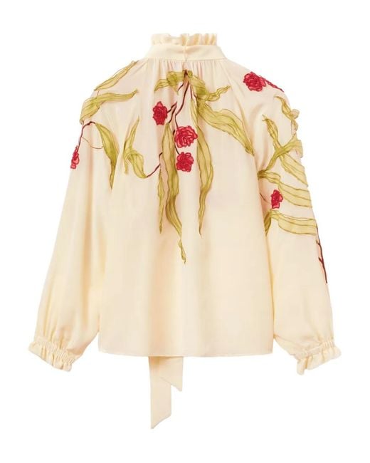 LaDoubleJ White Embroidered-Ruffled Blouse
