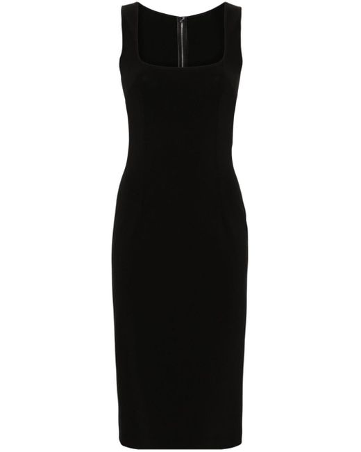 Robe mi-longue sans manches à encolure carrée Dolce & Gabbana en coloris Black