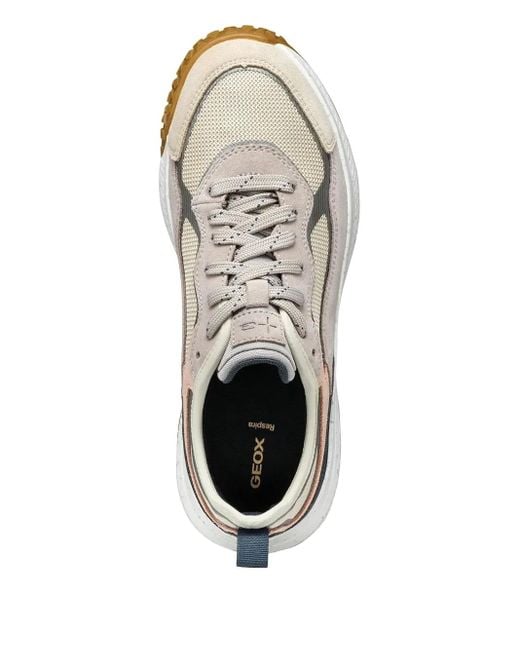 Geox White Oliviera + Grip Mesh-Panel Sneakers