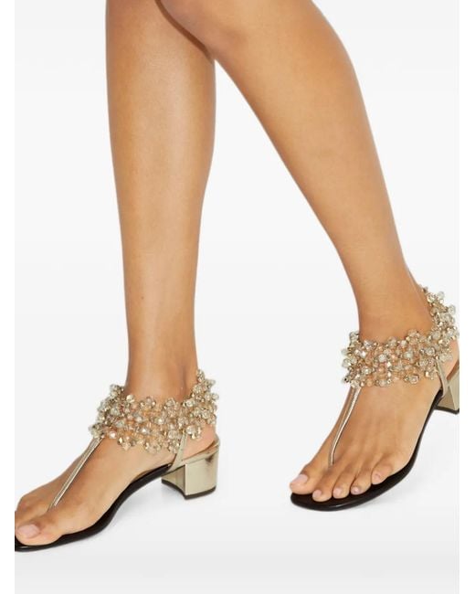 Tory Burch Natural Beaded Heeled Sandals