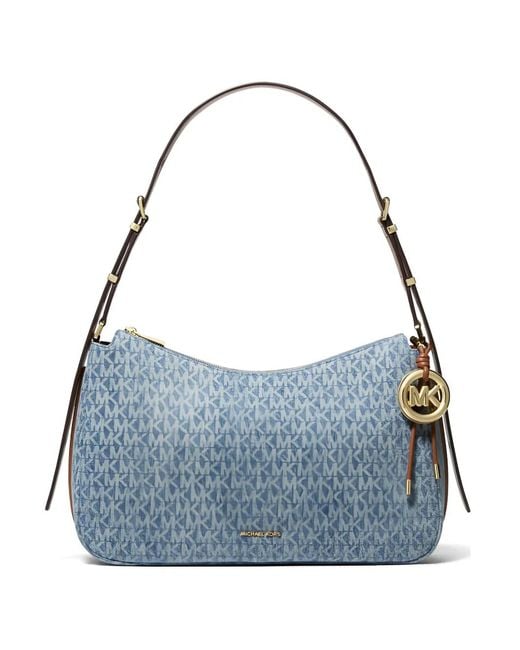 Michael Kors Blue Medium Nolita Logo-Charm Shoulder Bag