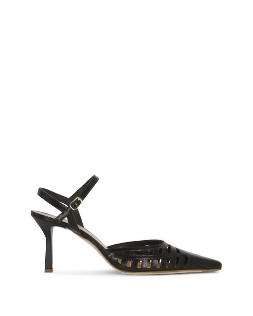 Julie Dee Black Cut-Out Pointed-Toe Pumps