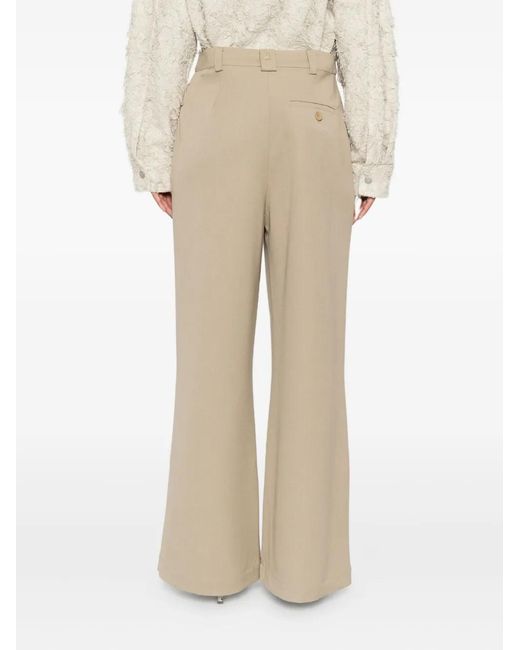 Patrizia Pepe Natural Pleated Wide-Leg Trousers