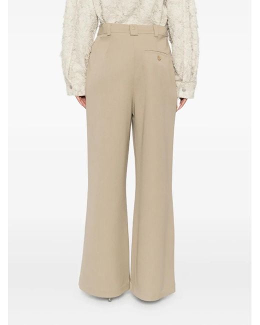 Patrizia Pepe Natural Pleated Wide-Leg Trousers