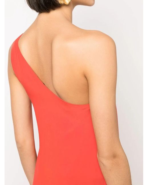 Kiton Red One-Shoulder Silk Maxi Dress