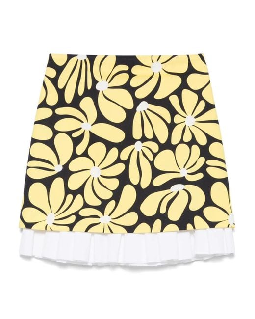 MSGM Metallic Floral-Print Mini Skirt