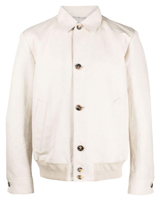 Loro Piana Button-up Bomber Jacket in Natural | Lyst