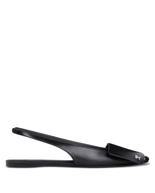 Courreges White Leather Slingback Ballet Flats