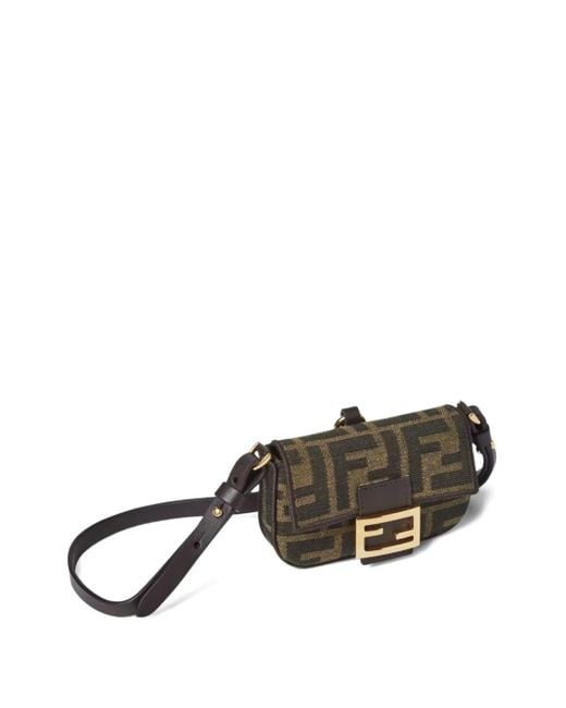Fendi Brown Nano Baguette Ff-Jacquard Shoulder Bag
