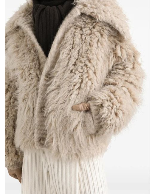 Dolce & Gabbana Natural Fur-Effect Mohair Cardigan for men
