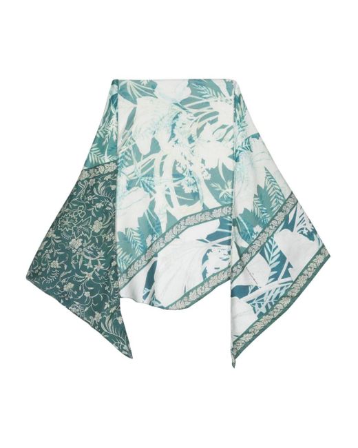 Pierre Louis Mascia Blue Abstract Pattern-print Silk Scarf