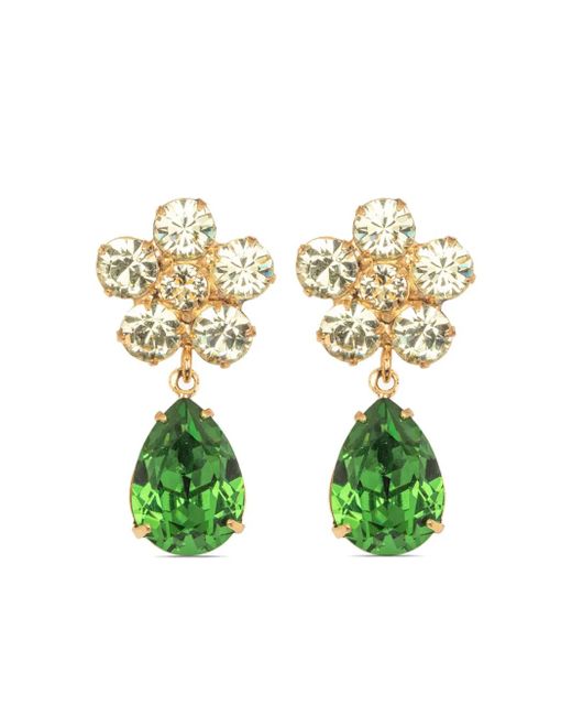 Pendientes Janna bañados en oro de 18 ct con cristales Jennifer Behr de color Green